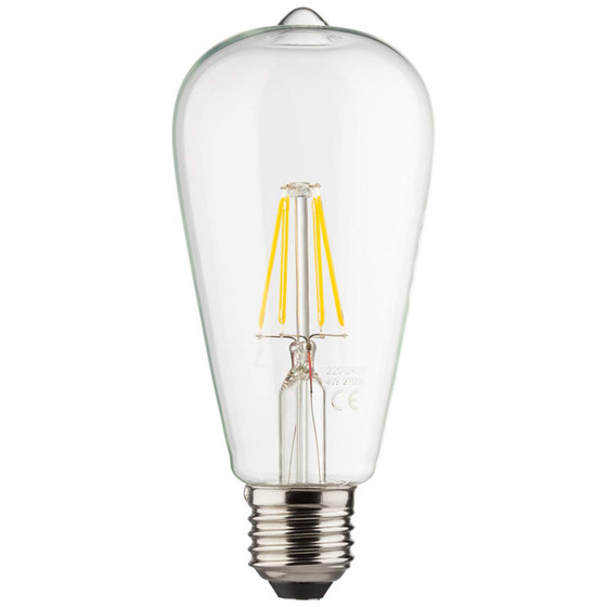 MÜLLER-LICHT 400206 Retro-LED Vintage Lampe ST64 6,5W=60W Glas E27 Weiß Dimmbar