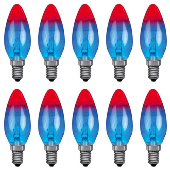 10 x Paulmann 402.25 Glühbirne Kerze 25W E14 blau rot