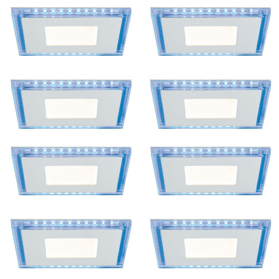 4 x Paulmann 927.10 Premium Line Einbauleuchten Set Panel Blue 2x7W eckig Glas