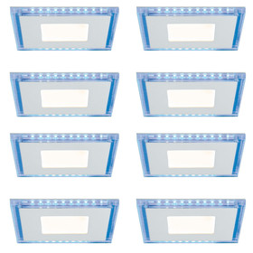 4 x Paulmann 927.10 Premium Line Einbauleuchten Set Panel Blue 2x7W eckig Glas
