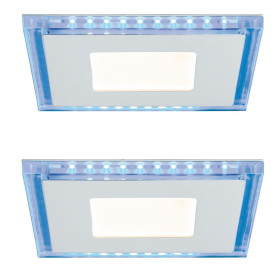 4 x Paulmann 927.10 Premium Line Einbauleuchten Set Panel Blue 2x7W eckig Glas
