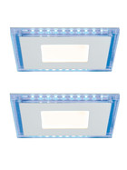 4 x Paulmann 927.10 Premium Line Einbauleuchten Set Panel Blue 2x7W eckig Glas