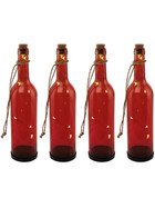 4 x EGLO Solarflasche 48607 Rot 6x,06W LED 29 cm lang Warmweiß Dekoration