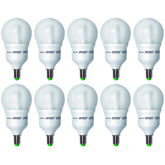 10 x MEGAMAN MM44002 Energiesparlampe Classic 11W E14 Warmweiß Dimmbar 230V