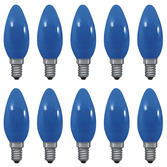 10 x Paulmann 402.24 Glühbirne Kerze 25W Leuchtmittel Color E14 Blau 230V