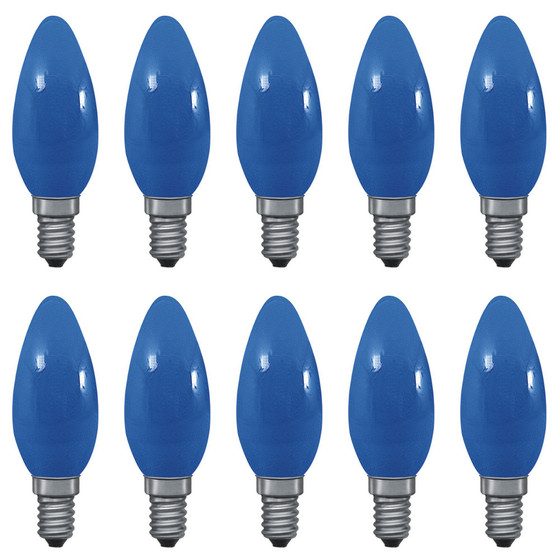 10 x Paulmann 402.24 Glühbirne Kerze 25W Leuchtmittel Color E14 Blau 230V