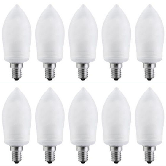 10 x Paulmann 880.61 Energiesparlampe Kerze 7W E14 warmweiß Leuchtmittel Sparlampe