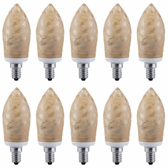 10 x Paulmann 880.63 Energiesparlampe Kerze 7W E14 warmwei Krokoeis gold