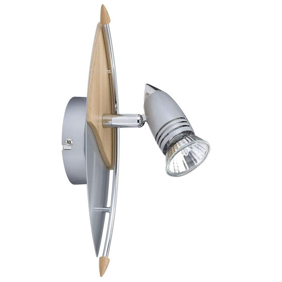 Paulmann 662.11 Hilke Strahler Wandlampe Spot 50W Holz Alufarben Dimmbar inkl. Leuchtmittel