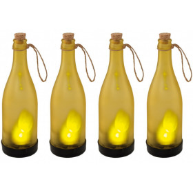 EGLO 4 x Solarflasche in Gelb als Dekoration für Garten, Terasse + Balkon