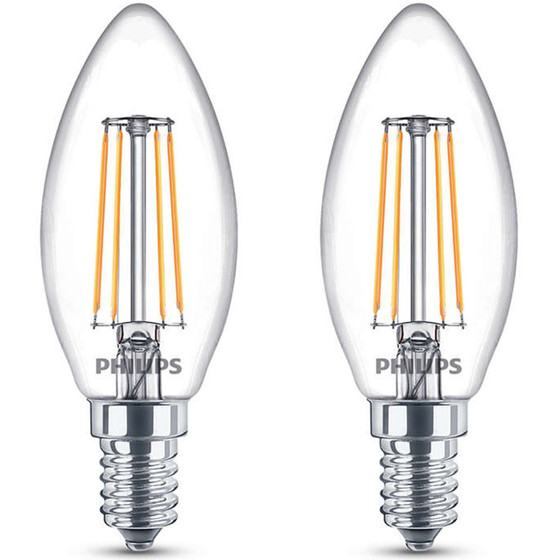2 x Philips LED classic Lampe ersetzt 40 W E14 warmweiß 470 Lumen Kerze