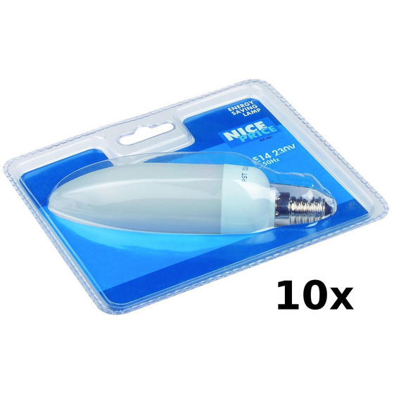 10 x Nice Price 3265 Kerze Energiesparlampe 5 W ESL E14 Warmweiss 230V