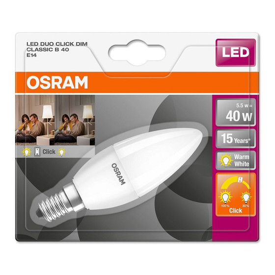 Osram LED Duo Click dimmbar Kerze Lampe matt E14 5,5W =...
