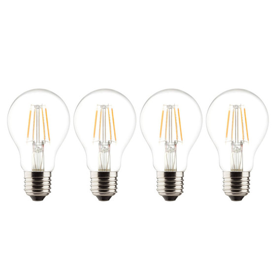 4 x Müller Licht 400013 LED Birnenform Filament 4W=40W E27 470lm 2700K klar Glas