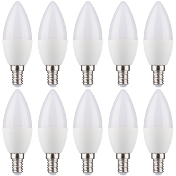 10 x Müller Licht 400227 LED Lampe Kerzenform Essentials 5,5 W Warmweiß E14 Weiß