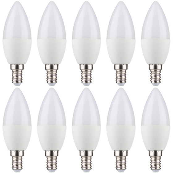 10 x Müller Licht 400227 LED Lampe Kerzenform Essentials 5,5 W Warmweiß E14 Weiß