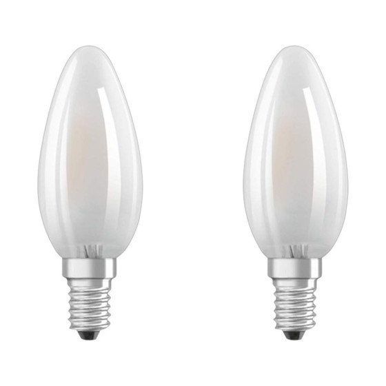 2er Set Osram LED Kerze Star B40 Filament E14 Lampe 4W Leuchtmittel matt Warmweiß