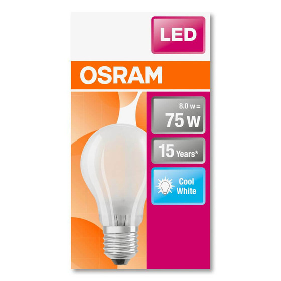 Osram LED Retrofit Classic A75 Filament Lampe E27 Leuchtmittel 8W Kaltwei Matt