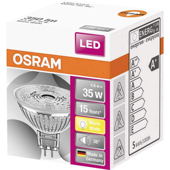 Osram LED Reflektor Lampe 4,6W=35W Leuchtmittel GU5,3 Warmweiss 36 MR16