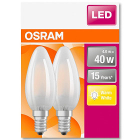 2er Set Osram LED Kerze Star B40 Filament E14 Lampe 4W Leuchtmittel matt Warmweiß
