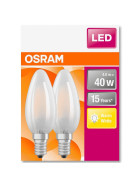 2er Set Osram LED Kerze Star B40 Filament E14 Lampe 4W Leuchtmittel matt Warmweiß