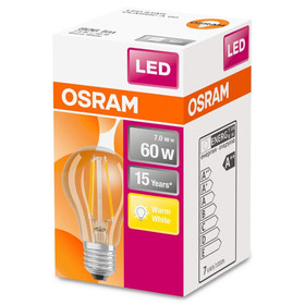 Osram LED Classic A60 Filament Lampe E27 Leuchtmittel 7W=60W Warmweiß klar