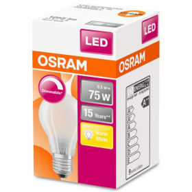 Osram LED Superstar Classic A75 Lampe E27 Leuchtmittel 8,5W Warmweiß Matt Dimmbar