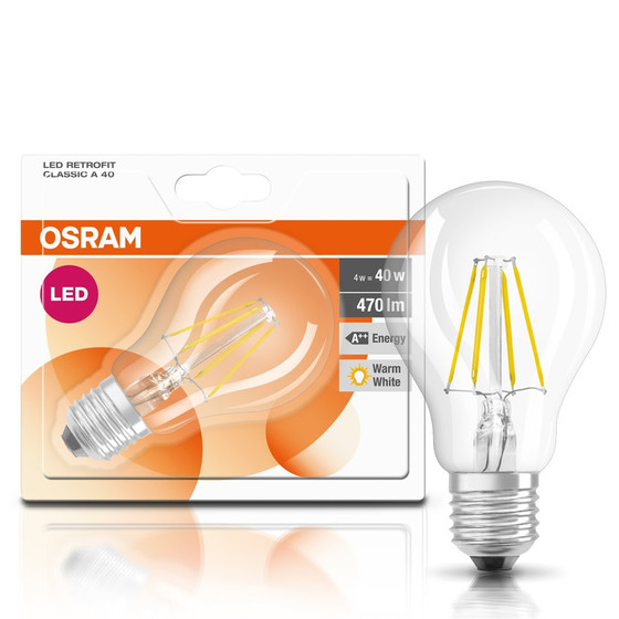 Osram LED Retrofit Glühbirne Filament E27 4W = 40W...