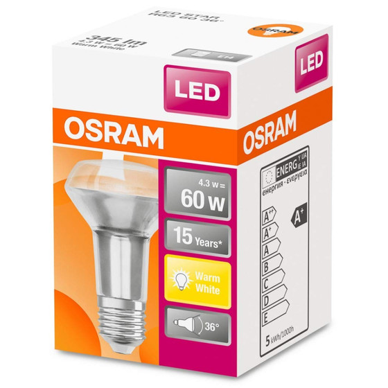 Osram LED Star Reflektor R63 Lampe E27 Leuchtmittel 4,3W Warmweiß Spot