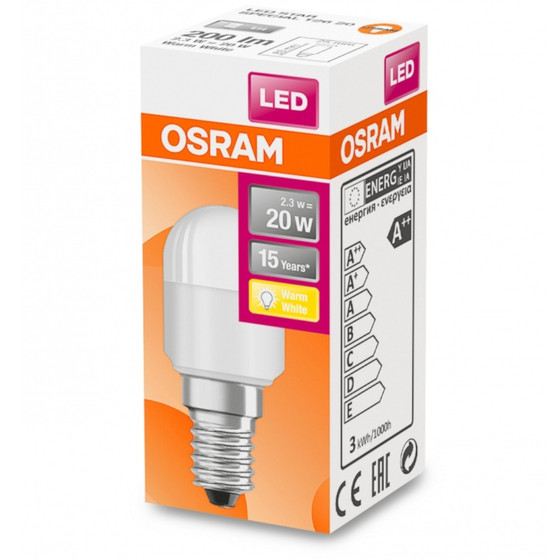 Osram LED Kühlschranklampe T26 Lampe E14 Leuchtmittel 2,3W =20W Warmweiß matt