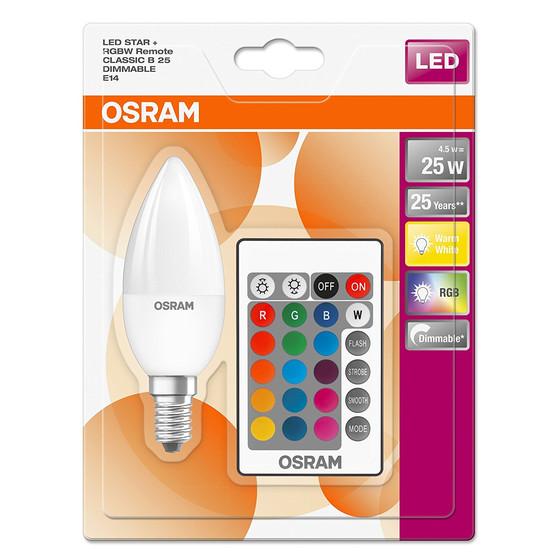 Osram LED Star+ Kerzen Lampe E14 4,5W=25W Farbwechsel...
