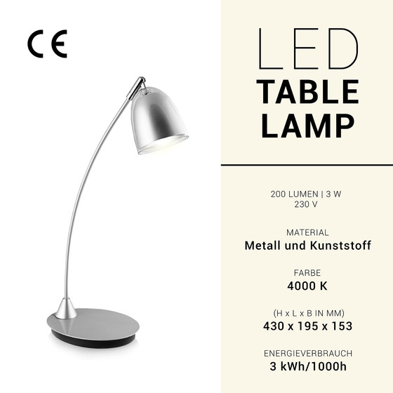 LED Tischleuchte Schreibtischleuchte Tischlampe Stehlampe Bro 645103-202 3W