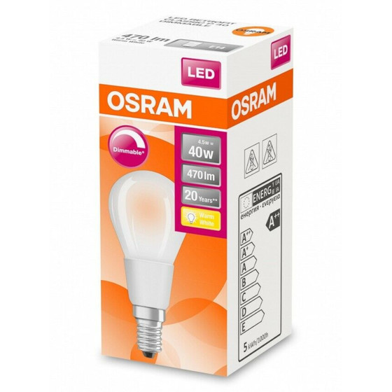 Osram LED Retrofit Classic Lampe P40 Bulb 4.5W Leuchtmittel E14 Warmweiß Dimmbar