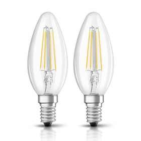 2 x Bellalux LED Classic B40 Filament Kerze E14 Leuchtmittel 4W=40W Warmweiß klar