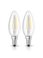 2 x Bellalux LED Classic B40 Filament Kerze E14 Leuchtmittel 4W=40W Warmweiß klar