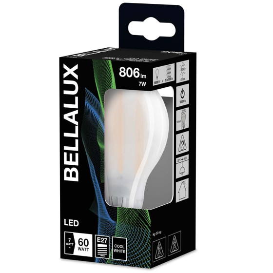 Bellalux LED Classic A60 Filament Lampe E27 Leuchtmittel 7W=60W Kaltweiß matt