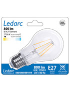 Ledarc LED Filament A60 Lampe E27 Leuchtmittel 8W=60W Warmweiß klar