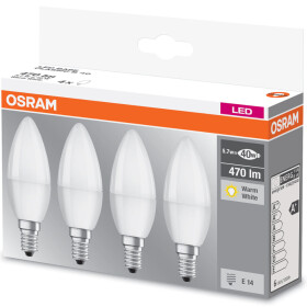 4x Osram LED Kerze Leuchtmittel E14 Lampe 5,7W=40W Warmweiß matt