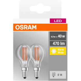 Osram LED Leuchtmittel Filament Lampe E14 Warmweiß (2700K) 4W=40W 2er-Set