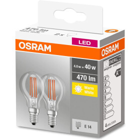 Osram LED Leuchtmittel Filament Lampe E14 Warmweiß (2700K) 4W=40W 2er-Set