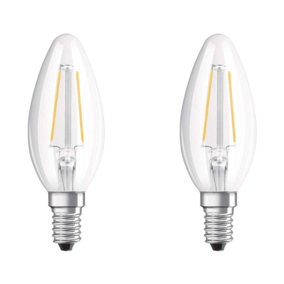 2x Osram LED Star Classic Kerze Filament Lampe E14 Leuchtmittel 2,5W=25W Warmweiß