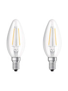 2x Osram LED Star Classic Kerze Filament Lampe E14 Leuchtmittel 2,5W=25W Warmweiß