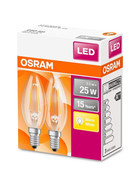 2x Osram LED Star Classic Kerze Filament Lampe E14 Leuchtmittel 2,5W=25W Warmweiß
