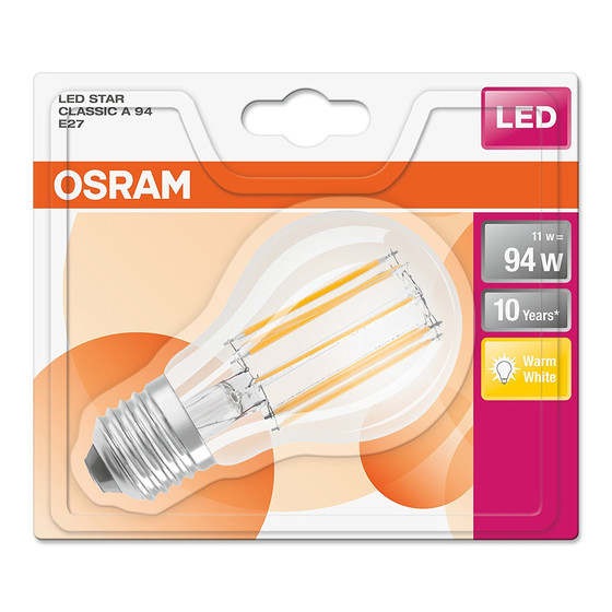 Osram LED Retrofit Glühbirne Filament E27 11W = 94W...