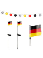 Deutschland Fan-Set 2 x Solar-Leuchte mit Deutschland-Fahne & 1 x Solar-Lichterkette