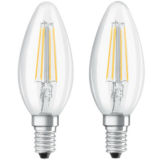 2x Osram LED Base Classic Filament Kerze E14 Leuchtmittel 4W=40W Lampe Warmweiß