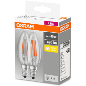 2x Osram LED Base Classic Filament Kerze E14 Leuchtmittel 4W=40W Lampe Warmweiß