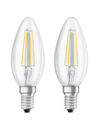 2x Osram LED Base Classic Filament Kerze E14 Leuchtmittel 4W=40W Lampe Warmweiß