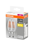 2x Osram LED Base Classic Filament Kerze E14 Leuchtmittel 4W=40W Lampe Warmweiß