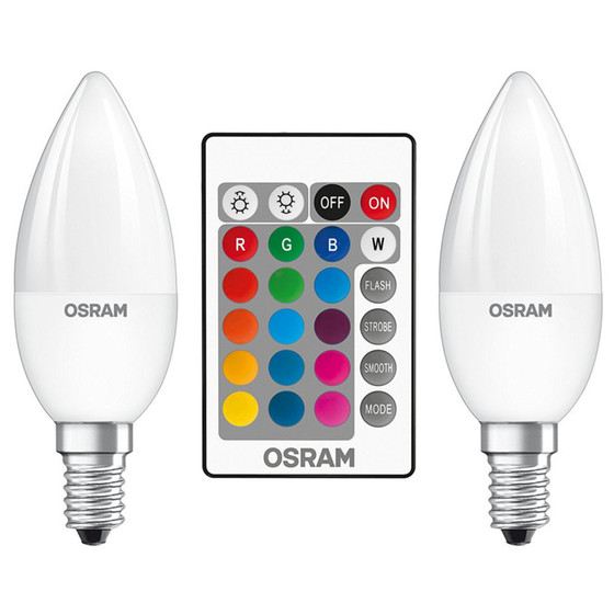 2er-Pack Osram LED Star+ RGBW remote Classic Kerzen Lampe E14 4,5W=25W Dimmbar